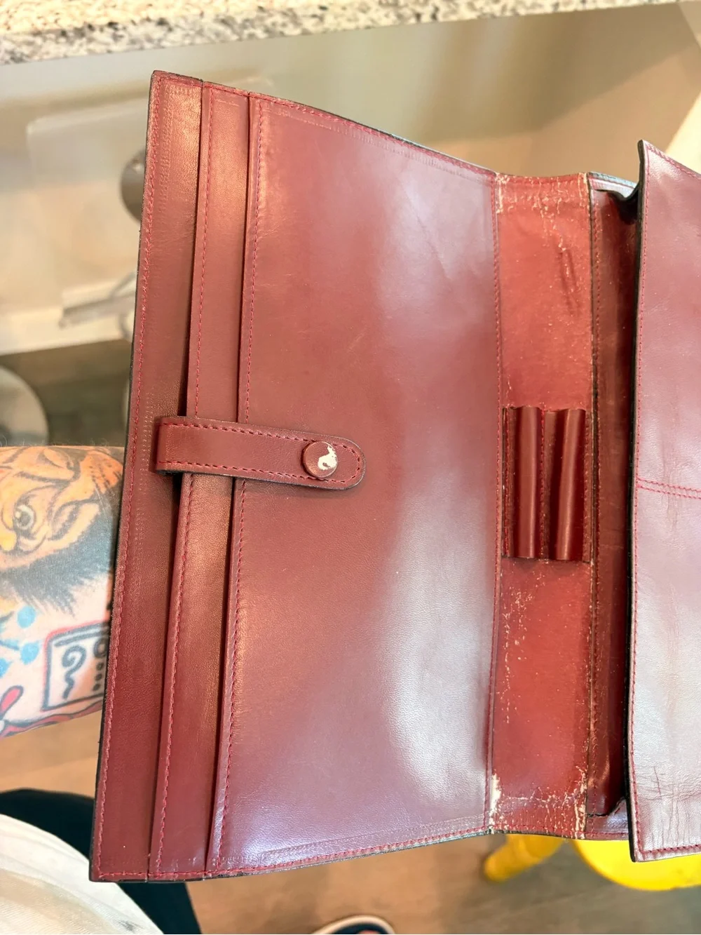 Cartier Le Must 1980/1990 Leather Clutch Bag in Oxblood with COA
